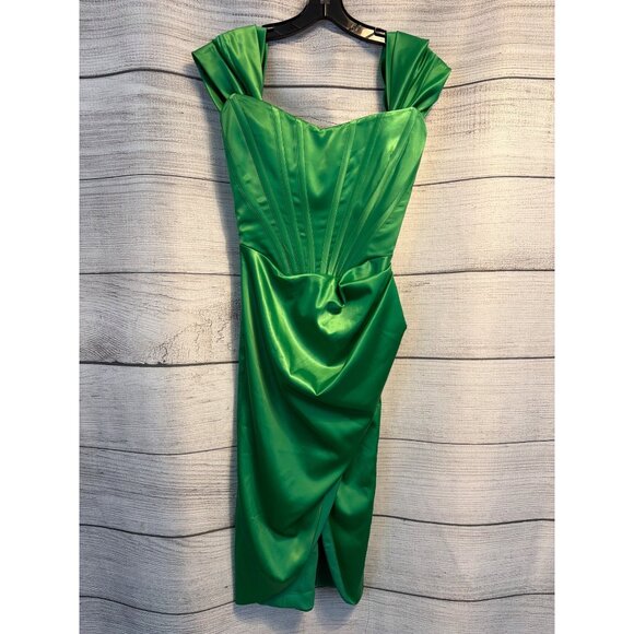 Gigii's Jasmin Draped Green Off Shoulder Corset Dress Size XS - Picture 1 of 3